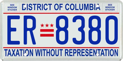 DC license plate ER8380