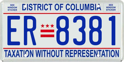 DC license plate ER8381