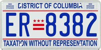 DC license plate ER8382