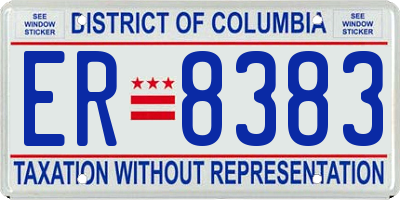 DC license plate ER8383