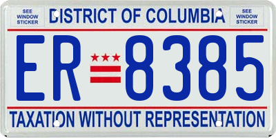DC license plate ER8385