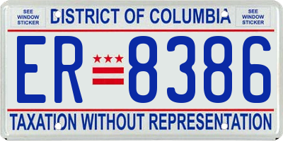 DC license plate ER8386