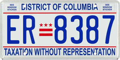 DC license plate ER8387