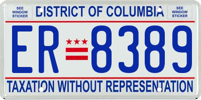 DC license plate ER8389