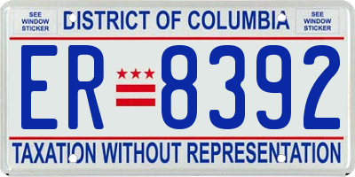 DC license plate ER8392