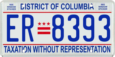 DC license plate ER8393