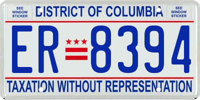 DC license plate ER8394