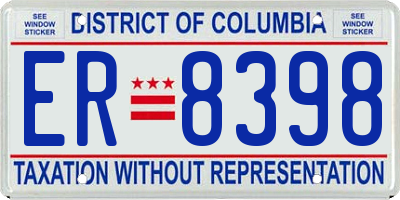 DC license plate ER8398
