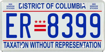 DC license plate ER8399