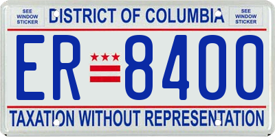 DC license plate ER8400