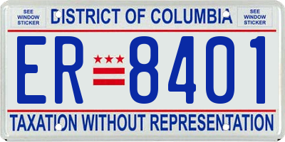 DC license plate ER8401