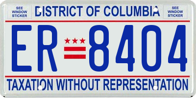 DC license plate ER8404