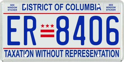 DC license plate ER8406