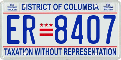 DC license plate ER8407