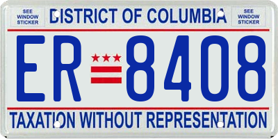 DC license plate ER8408