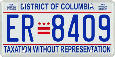 DC license plate ER8409