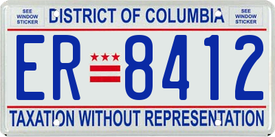 DC license plate ER8412