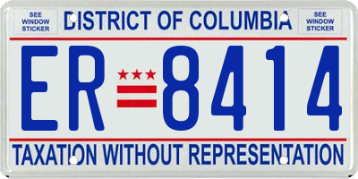DC license plate ER8414