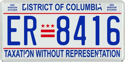 DC license plate ER8416