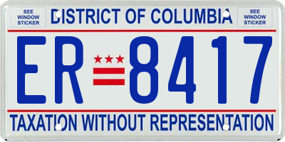 DC license plate ER8417