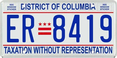 DC license plate ER8419