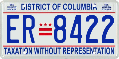 DC license plate ER8422