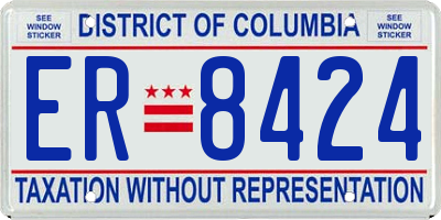 DC license plate ER8424