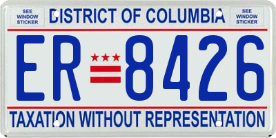 DC license plate ER8426