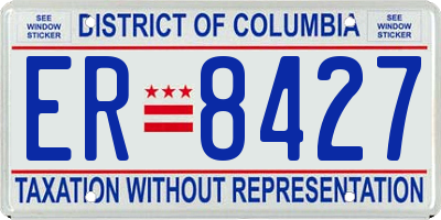 DC license plate ER8427