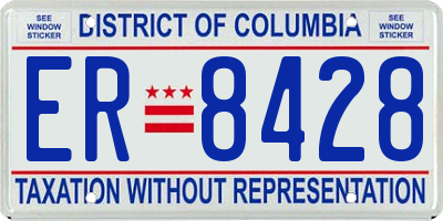 DC license plate ER8428