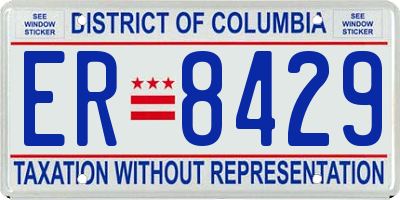 DC license plate ER8429