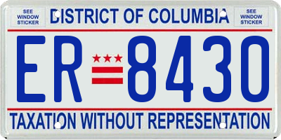 DC license plate ER8430