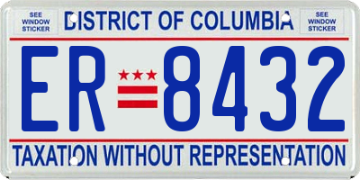 DC license plate ER8432