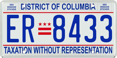 DC license plate ER8433