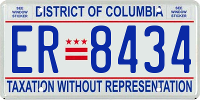 DC license plate ER8434
