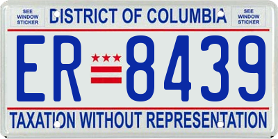 DC license plate ER8439