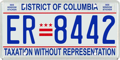DC license plate ER8442