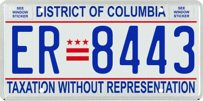 DC license plate ER8443