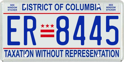 DC license plate ER8445