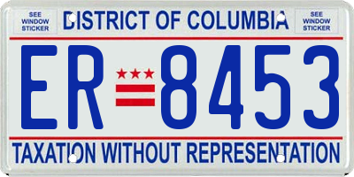 DC license plate ER8453