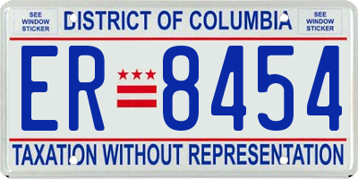 DC license plate ER8454