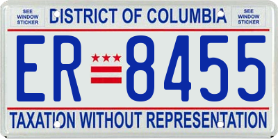 DC license plate ER8455