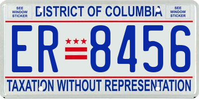 DC license plate ER8456