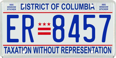 DC license plate ER8457