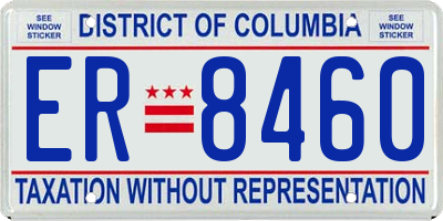 DC license plate ER8460