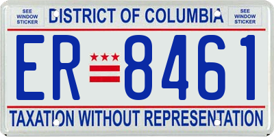 DC license plate ER8461