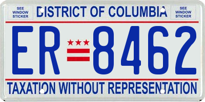 DC license plate ER8462
