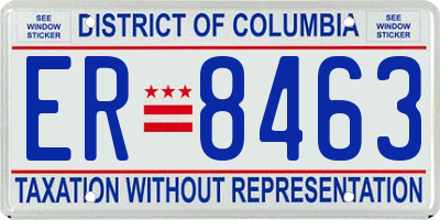 DC license plate ER8463