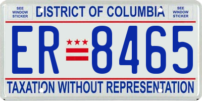 DC license plate ER8465
