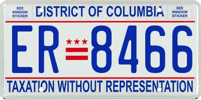 DC license plate ER8466
